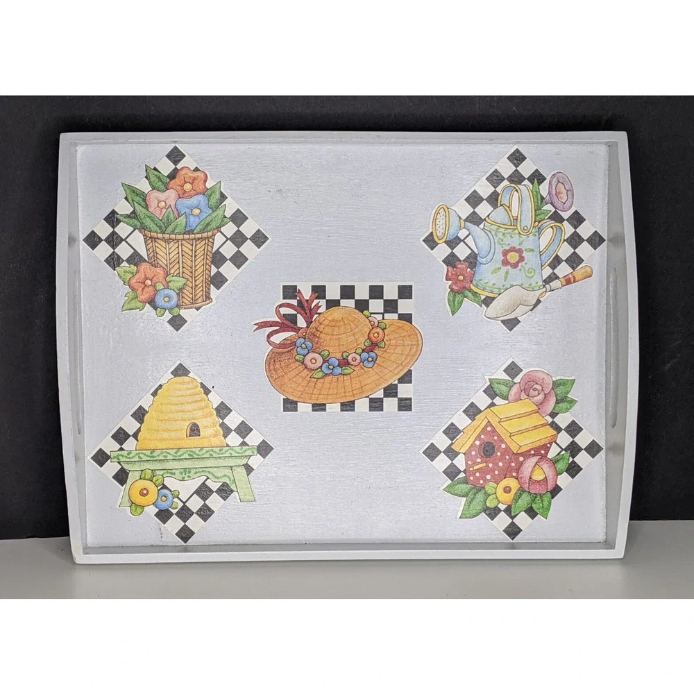 Mary Engelbreit Serving Tray Wooden 14 x 12 x 3 Summer Decoration